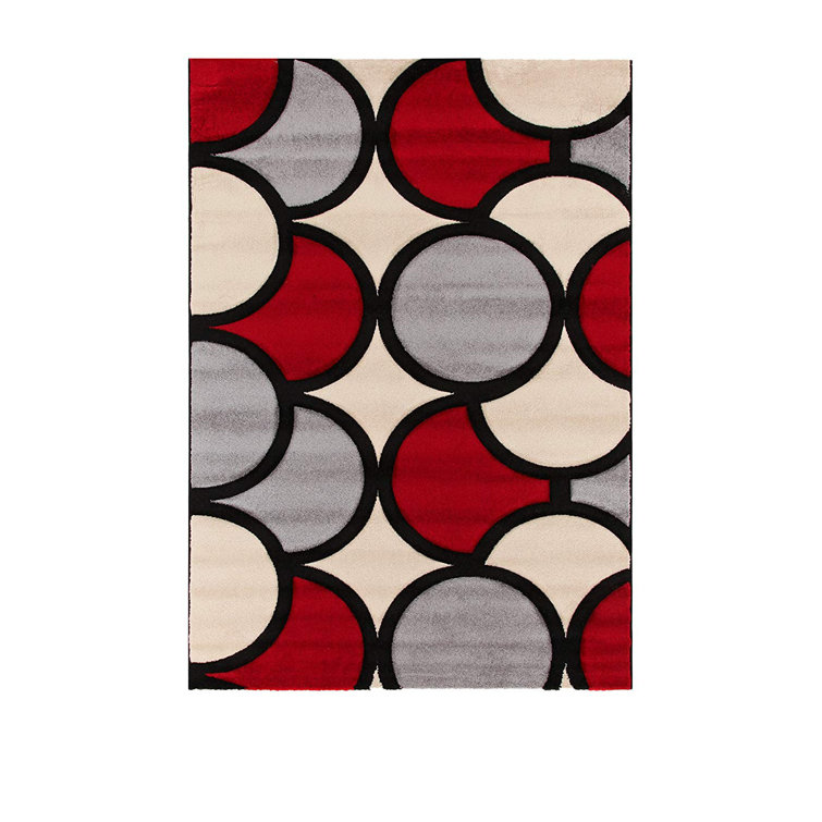 Ebern Designs 190 X 133 Red/Grey/Black Area Rug Wayfair.co.uk